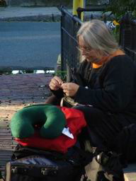 filing my nails on stoop