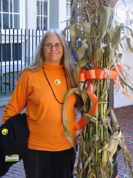 cornstalk tied to lamp post