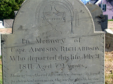tombstone 1811, funeral urn and willow motif, border roped