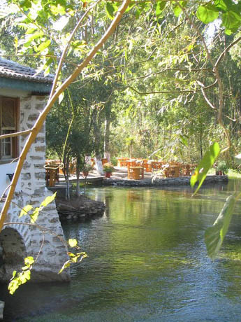 picturesque restaurant over a stream